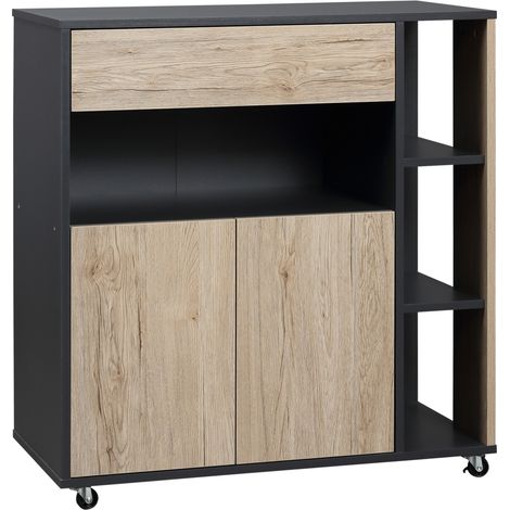 easycomfort mobiletto ausiliario da cucina multiuso in legno con ruote 80 x 39 x 86.5cm (1/5)