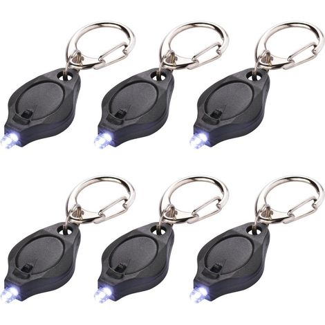 Mini lampe torche LED porte-clés ultra-lumineuse avec crochet (noir) lumière blanche (1/3)