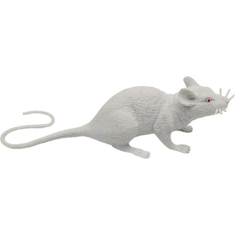 Souris couineuse pour animaux de compagnie, jouet réaliste pour farces et jeux interactifs, accessoires photo amusants pour Halloween, blanche (1/5)