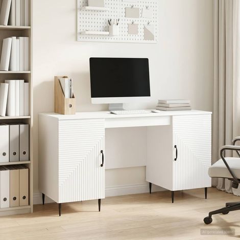 vidaXL Scrivania Bianco Lucido 142,5 x 50 x 75 cm Legno ingegnerizzato (1/5)