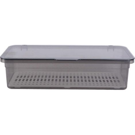 Aufbewahrungsbox aus Kunststoff für Essstäbchen, Abtropfschale, staubdichte Geschirrablage für die Küche, Besteck- und Gabelaufbewahrungsbehälter (schwarz) – 27 x 11,5 x 6,7 cm – Schwarz (1/4)