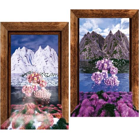 Ajoutez De La Nature - 2 Autocollants Décoratifs Pour Fenêtre Motif Montagne Enneigée En Pvc Imitation Paysage (1/5)