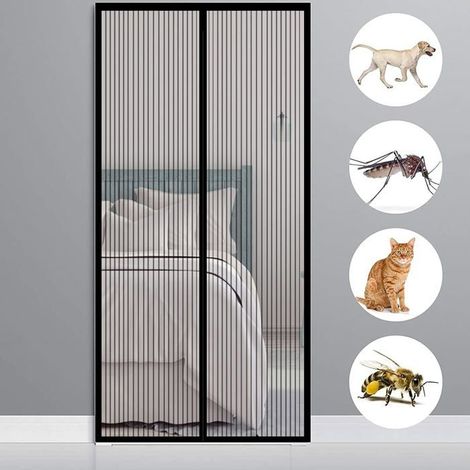 Mosquitera magnética, apta para puertas, dimensiones 120 x 250 cm (47 x 98 pulgadas), cortina enrollable magnética, apta para pasillos, puertas y otros lugares. (1/4)