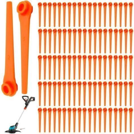 Lot de 100 Lames de Rechange en Plastique pour Coupe-Bordures Gardena 9823 9825 9820 9821 Lames débroussailleuse 70mm (1/4)