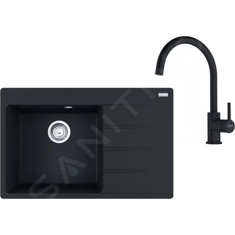 Franke - Set de cuisine G272MČ, évier en fragranit CNG 611-78 TL/2 + robinet FC 6018.901, noir mat 114.0700.778 (1/4)