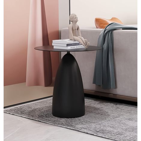 Hallowood Furniture Bourton Round Black Side Table, 45cm Full Metal Small Coffee Table, Modern End or Side Tables, Chic Industrial Style Office, Bedroom, or Living Room Furniture (1/5)