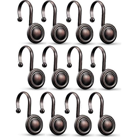 Anneaux de crochets de rideau de douche en bronze, crochets décoratifs à l'huile, crochets de douche vintage pour salle de bain, lot de 12 (1/5)