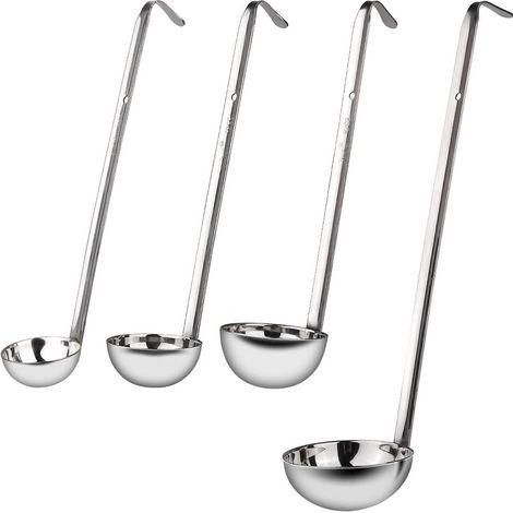 Lot de 4 Louches - Acier Inoxydable - Crochet Suspension - 1oz à 4oz - Cuisine Restaurant (1/5)