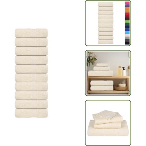 vidaXL Gästetücher 10 Stk. Creme 30x50 cm 360 g/m² 100% Baumwolle (1/5)