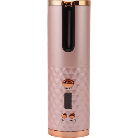 Fer à boucler automatique sans fil, chauffe rapide, rechargeable par USB, portable, avec affichage numérique pour le coiffage. (1/5)