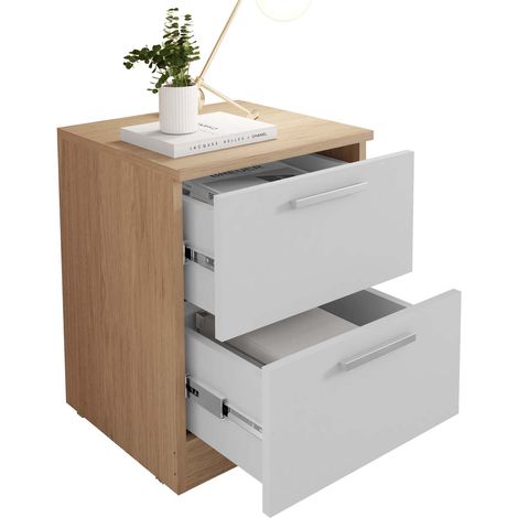 Mesita 2 Cajones Brujas 49X38X36 Roble B Blanco