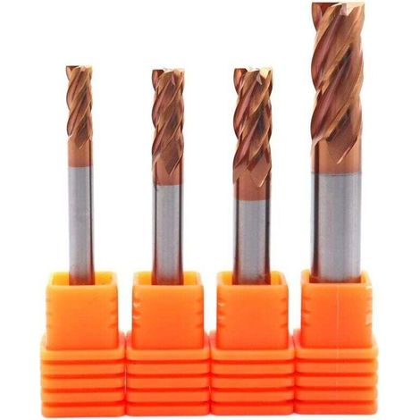 Jeu De 4 Fraises En Bout Carbure À Bout Carré CNC 4 5 6 8 Mm Outils De Coupe