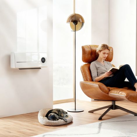 Chauffage ventilateur mural 2000W céramique télécommande 2 modes chauffage affichage LED (1/4)