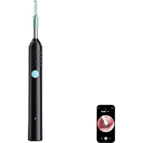 2026 Nettoyeur d'oreilles compatible avec les smartphones et tablettes IOS et Android (Noir)