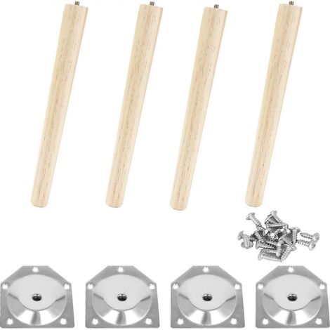 Ensemble de 4 pieds de table en bois de 33 cm, pieds de meubles remplaçables, pieds de canapé en bois, pieds de table, design fuselé, avec vis de fixation, convient aux canapés, meubles TV, lits, sall (1/5)