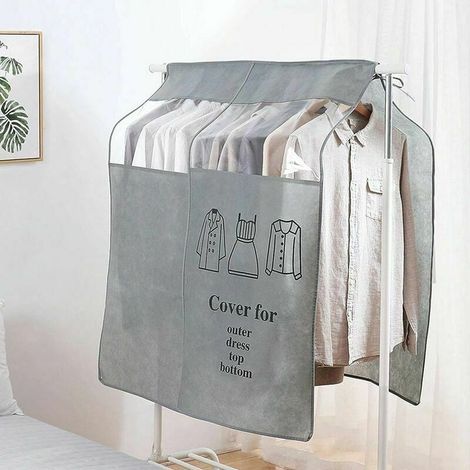 Copertura antipolvere 90 × 110 cm custodia universale per abiti (grigio) (1/4)