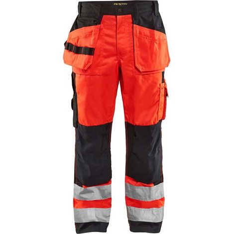 Pantalon artisan haute visibilité BLAKLADER 1533 - Noir / Rouge - 64 - Jambes courtes (1/5)