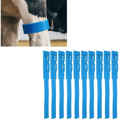 Lot de 10 Bande de Marquage de Vache Collier D'Identification Bovins Bleu (1/5)