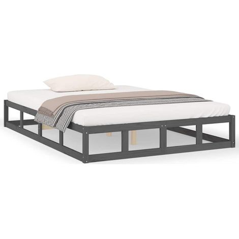 Maison Exclusive - Estructura de cama de madera maciza gris 150x2 (1/5)