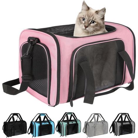 Panier de transport pour chiens et chats - Sac de transport souple pour petits animaux de compagnie jusqu'à 7 kg - Sac de voyage pliable approuvé pour l'avion - Rose - 45 cm30 cm30 cm - 1 pièce (1/5)