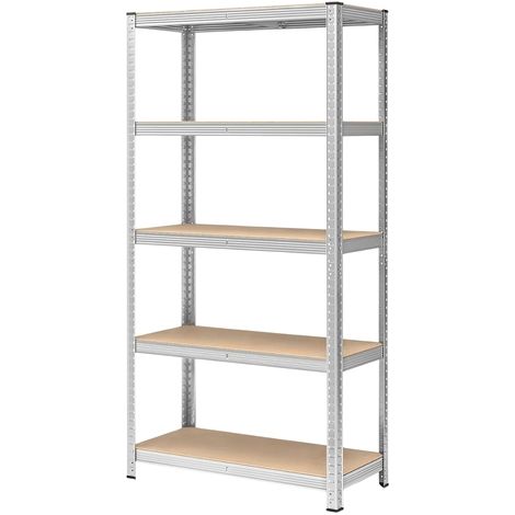 Scaffale in metallo zincato con 5 ripiani MDF rinforzati - 70x30x150H cm