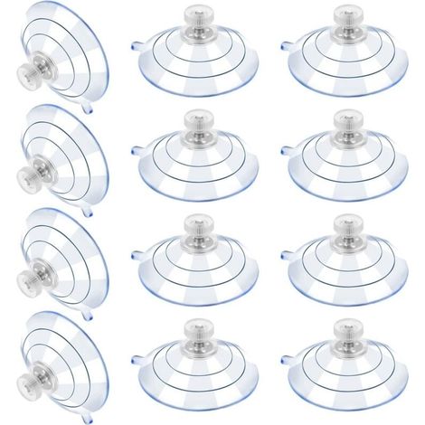 12 Grandes Ventouses Ventouses en Plastique Ventouse Anti-Collision Transparente en Caoutchouc Vis Écrou en Métal Ventouse Solide en PVC Transparent Remplacement avec Écrou de Vis (60M5-10)-LIAIKI (1/5)