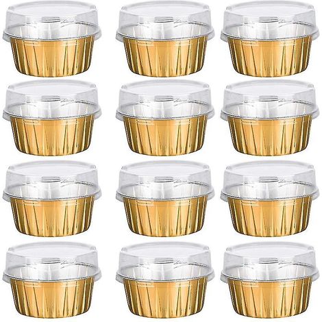 Dessertformen mit Deckel, Set mit 25 goldenen Aluminium-Backformen, praktische Förmchen zum Backen von Cupcakes (1/5)