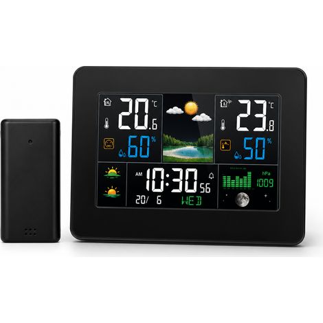 Station Météo USB avec Écran Tactile pour Bureau Noire (1/5)