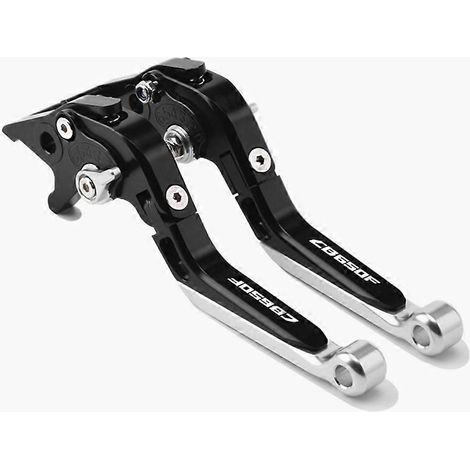 Convient pour Honda CB650F CBR650F : levier réglable en alliage d'aluminium modifié, guidon de frein, klaxon d'embrayage (Noir Noir Argent CB650F) (1/5)