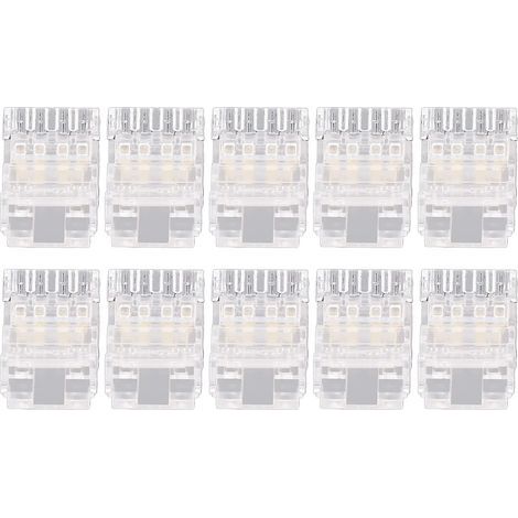 10 Stück 10 mm 4-polige transparente, lötfreie LED-Streifenverbinder, kabellose Klemmen, Anschlussklemmen für Zuhause, Schule, Büro (1/5)