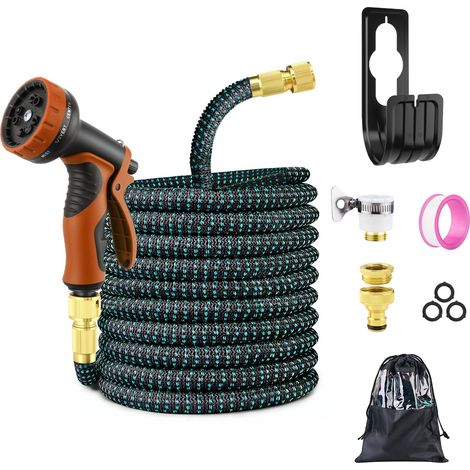 Tuyau d’arrosage extensible - 22,6 m avec buse de pulvérisation à 10 fonctions, tuyau d’arrosage flexible avec raccords de tuyau de 3/4", 1/2", tuyau d’arrosage léger et étanche pour jardin (1/5)