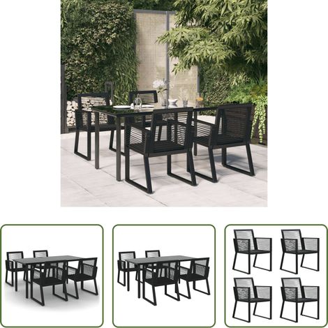 vidaXL Table de jardin - Ensemble à manger de jardin 5 pcs Noir Rotin PVC (1/5)