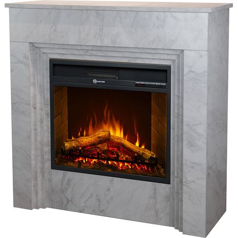 Camino Elettrico Volla, Caminetto Superficie Riscaldabile 30 m2, Potenza (kw) 0.9/1.8, Indoor, 96x35x96h cm Bianco