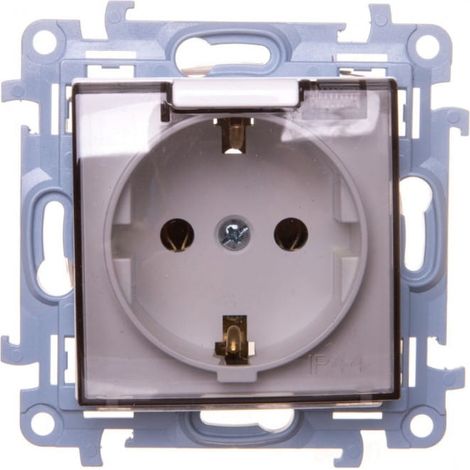 Simon 10 Enchufe Schuko individual con junta, tapa transparente, blanco, 16A, 250V IP44 CGSZ1B.01/11A
