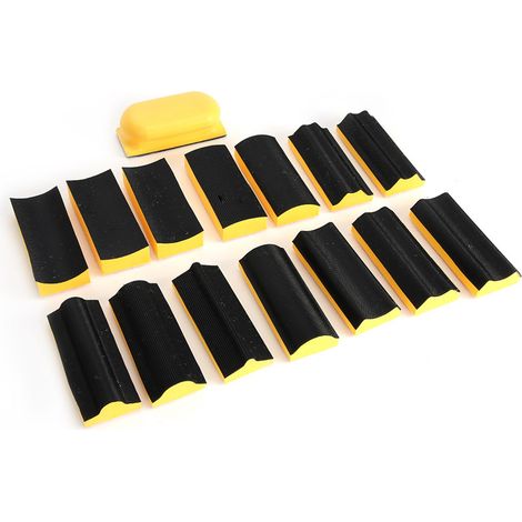 Lot de 16 blocs de ponçage manuels avec base de tampon abrasif pour papier abrasif auto-agrippant (1/5)