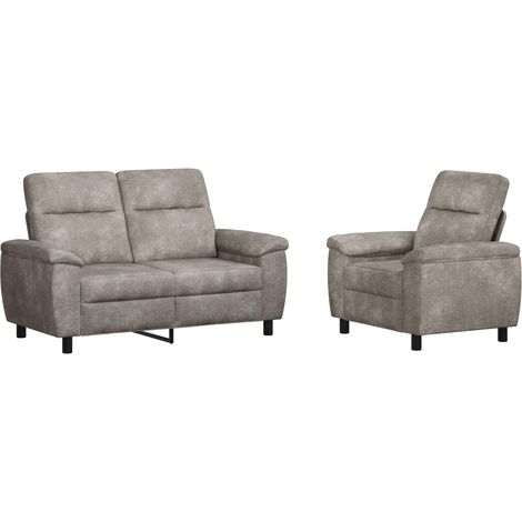 Juego de Sofá 2 pcs Gris Claro Cuero de Suede Sintético vidaXL (1/5)