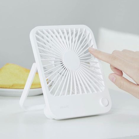 Tragbarer Ventilator mit externem 4800-mAh-Akku, bis zu 46 Stunden Akkulaufzeit, 3 Geschwindigkeitsstufen – Weiß (1/5)