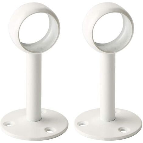 Sollbry Support de Tringle à Rideaux Support Tringle Penderie avec Vis Support de Plafond pour Rideau et Armoire, Blanc Brillant en Acier Inoxydable, Diamètre 26 mm, 2 Pcs (1/4)