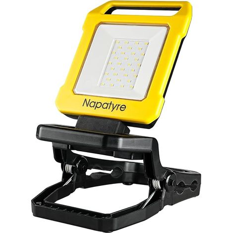 Rechargeable LED Spotlight with Clamp, 1000LM LED Floodlight, Portable Construction Site Projector, 2 Modes 4000 mAh Work Light for Camping, Building, Garage, Workshop (1/5)