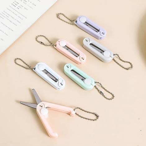 3 pièces Ciseaux de sécurité mini portables, pliants rétractables en acier inoxydable, couleur aléatoire (1/4)