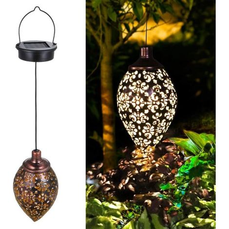 Lanterne Portative - Lanterne Solaire Jardin Décoration Extérieur Étanche Luminaire Solaire (Olive) - Pendaison