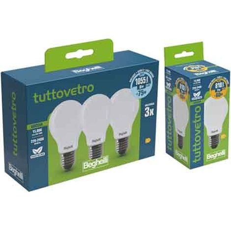 LAMPADA A LED MOD. 'GOCCIA' TUTTOVETRO BEGHELLI 12W - E27 - 1500Lm - 6500K