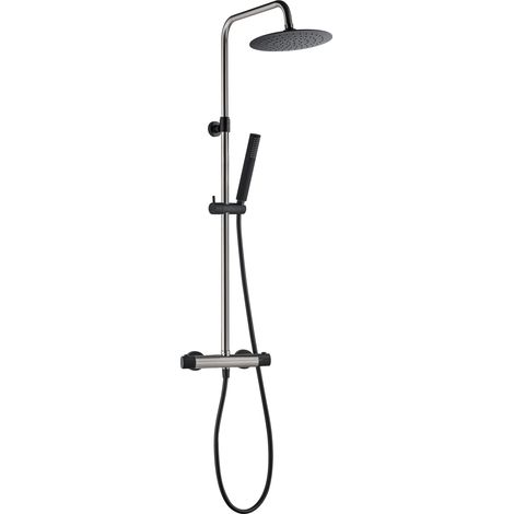 Essebagno Colonne de douche thermostatique Kissy façon inox et noir