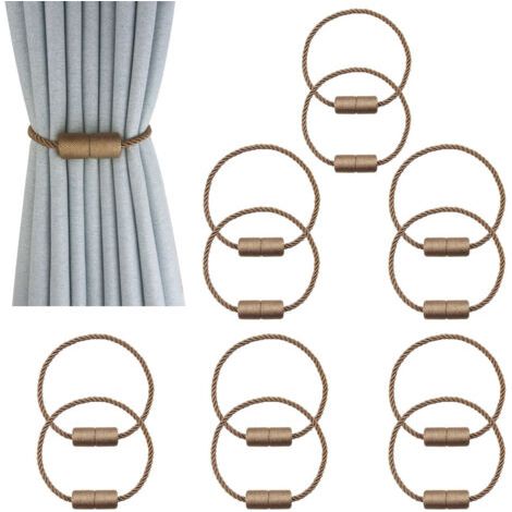 6 Paar magnetische Raffhalter für Vorhänge, Khaki