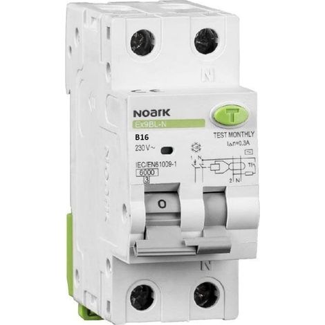 Noark Differenzschutzschalter RCBO 16A 230V TH-35 Schienenmontage