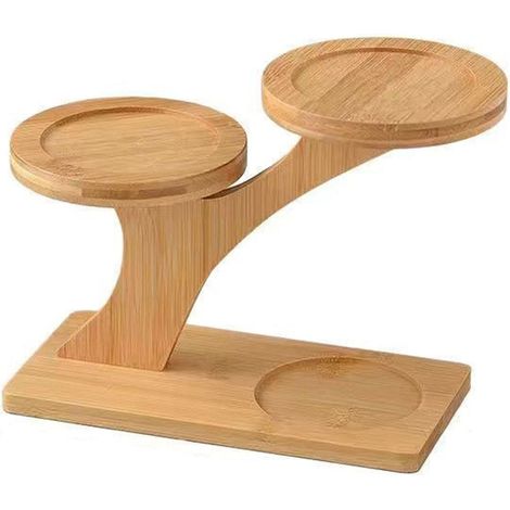 Soporte para plantas de bambú y madera para macetas de cactus y suculentas – Estante decorativo natural hecho de madera de bambú resistente, dimensiones: 31 x 11,3 x 7 cm y 18 x 17,2 x 10,7 cm, 1 piez (1/5)