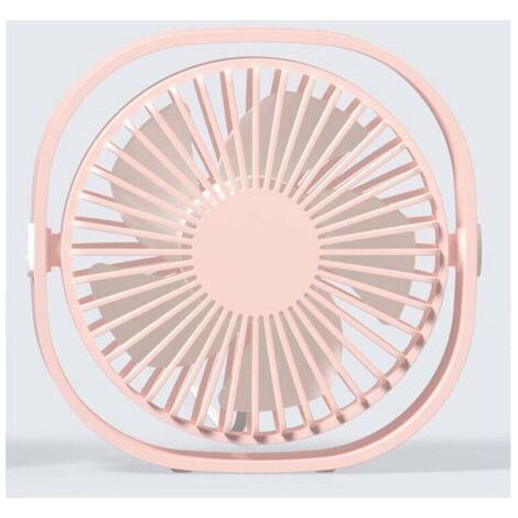 Petit ventilateur USB portable silencieux alimenté par USB uniquement (sans batterie), refroidissement, 3 vitesses, réglable, pivotant à 360°, pour la maison, le bureau, la chambre, Rose