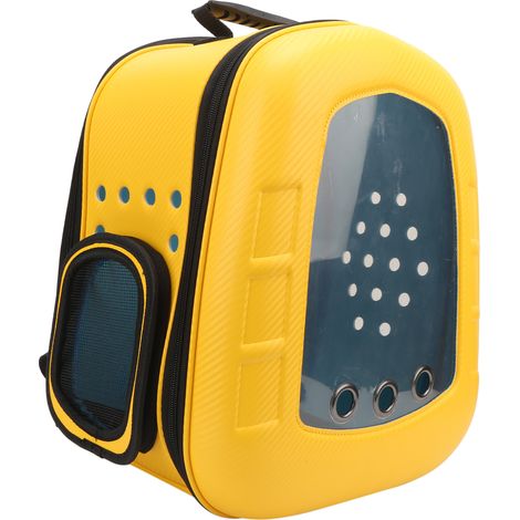 Sac à dos pour animaux de compagnie en forme de capsule spatiale - Sac à dos respirant et épais pour chats et petits chiens - Jaune (1/5)