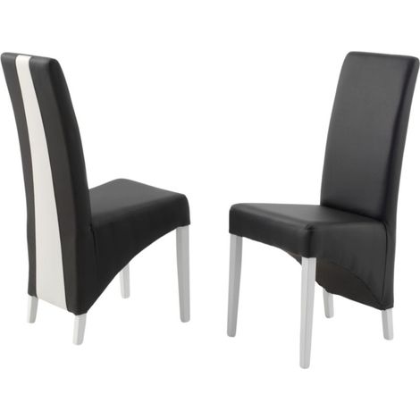 Lote de 2 sillas BASIKA en negro y blanco de cuero sintético – Estilo vintage (1/4)