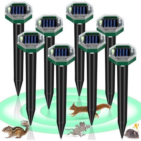 Répulsif à rongeurs solaire - Utilisé pour repousser les nuisibles et empêcher les taupes d'envahir le jardin et la pelouse - Lot de 8 (1/5)